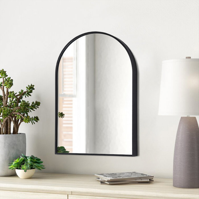 17 Stories Krysha Metal Framed Wall Mounted Bathroom Mirror in Black ...